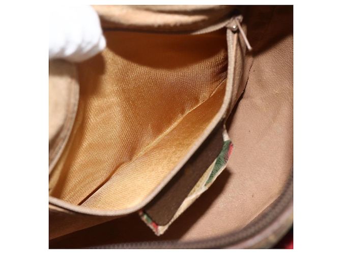 Gucci Borsa GG Supreme Web Sherry Line in PVC beige e oro 56 02 032 Auth YKZ1559 D'oro - vista 22