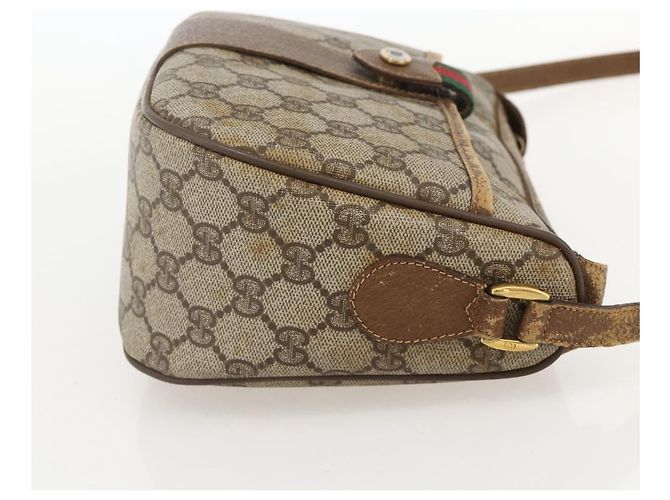 Gucci Borsa GG Supreme Web Sherry Line in PVC beige e oro 56 02 032 Auth YKZ1559 D'oro - vista 4