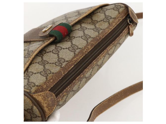 Gucci Borsa GG Supreme Web Sherry Line in PVC beige e oro 56 02 032 Auth YKZ1559 D'oro - vista 6