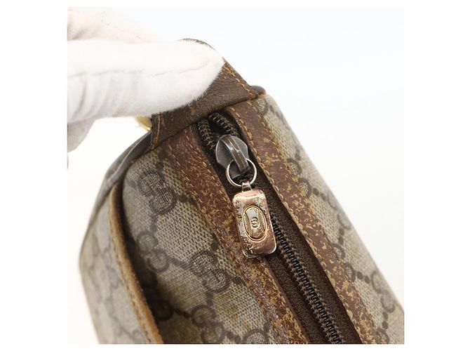 Gucci Borsa GG Supreme Web Sherry Line in PVC beige e oro 56 02 032 Auth YKZ1559 D'oro - vista 9