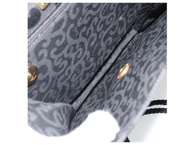 Saint Laurent Borsa a Spalla in Nylon Nero Oro Auth 175161 D'oro - vista 12