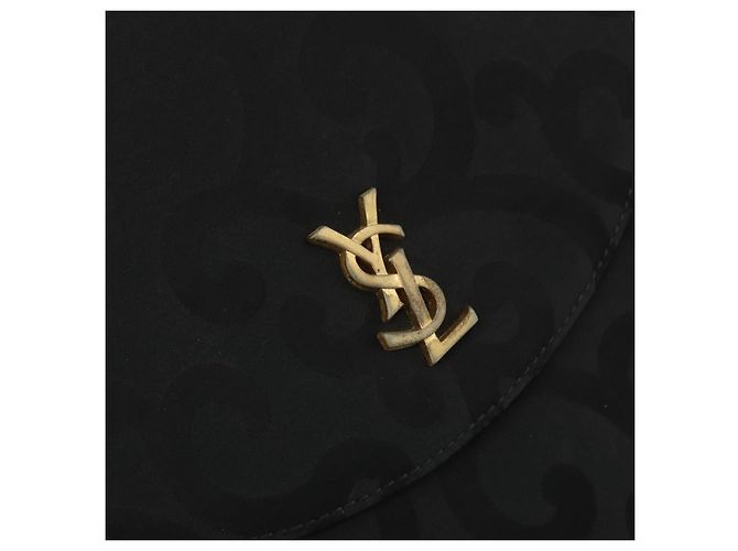 Saint Laurent Borsa a Spalla in Nylon Nero Oro Auth 175161 D'oro - vista 17