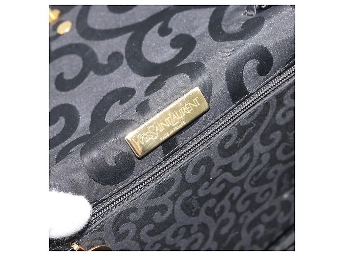 Saint Laurent Borsa a Spalla in Nylon Nero Oro Auth 175161 D'oro - vista 18