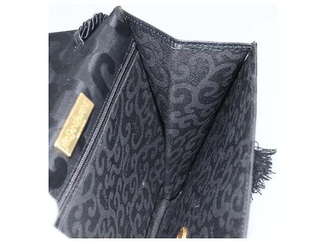Saint Laurent Borsa a Spalla in Nylon Nero Oro Auth 175161 D'oro - vista 19