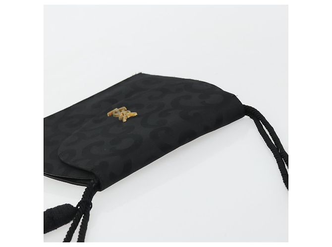 Saint Laurent Borsa a Spalla in Nylon Nero Oro Auth 175161 D'oro - vista 6