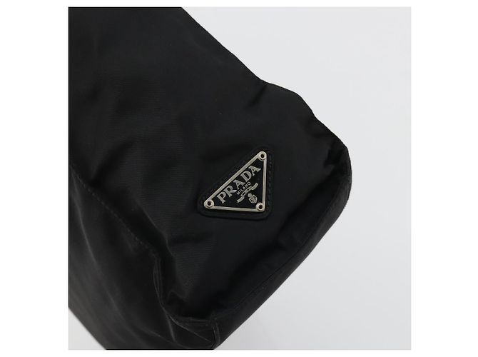 PRADA Borsa a mano in nylon nero argento Auth 175323 - vista 10