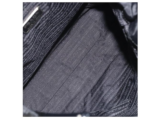 PRADA Borsa a mano in nylon nero argento Auth 175323 - vista 11