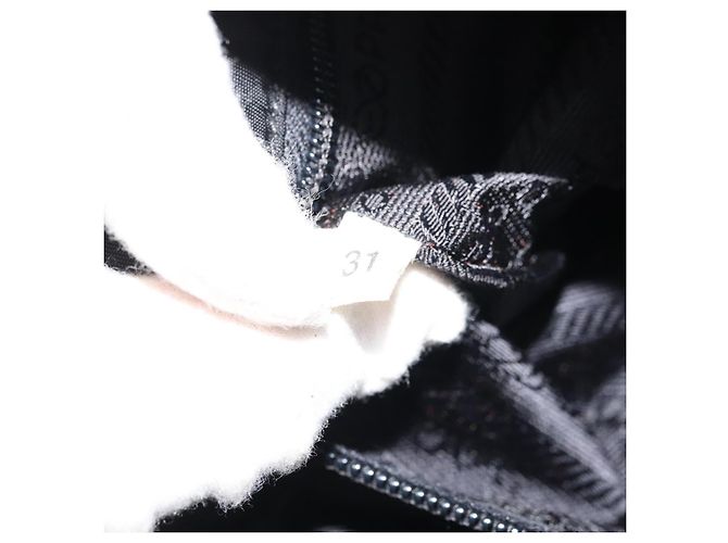 PRADA Borsa a mano in nylon nero argento Auth 175323 - vista 12