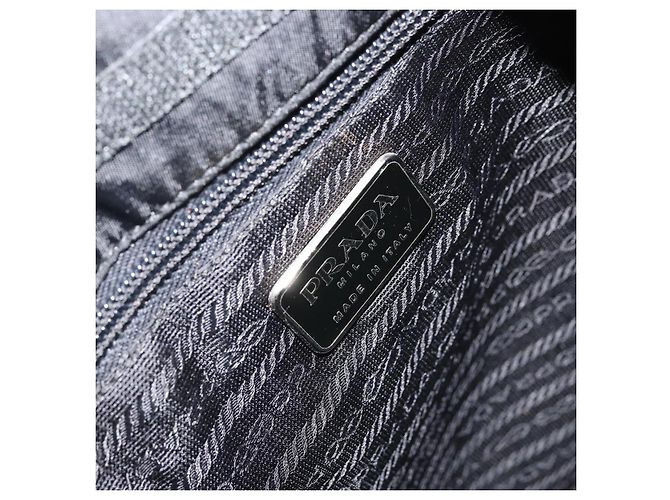 PRADA Borsa a mano in nylon nero argento Auth 175323 - vista 17