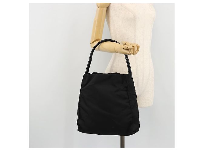 PRADA Borsa a mano in nylon nero argento Auth 175323 - vista 22