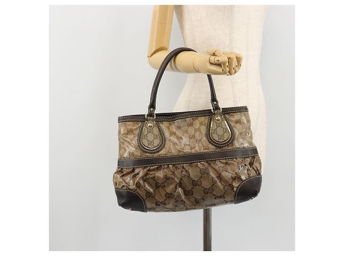 Borsa a Mano GG Crystal Gucci Beige Oro 223964 Auth kk656 D'oro - vista 22