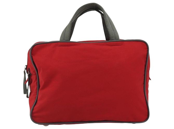 PRADA Bolsa esportiva de nylon vermelha prata Auth 176606 Vermelho - vista 13
