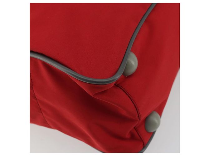 PRADA Bolsa esportiva de nylon vermelha prata Auth 176606 Vermelho - vista 16