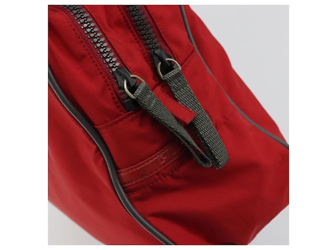 PRADA Bolsa esportiva de nylon vermelha prata Auth 176606 Vermelho - vista 17