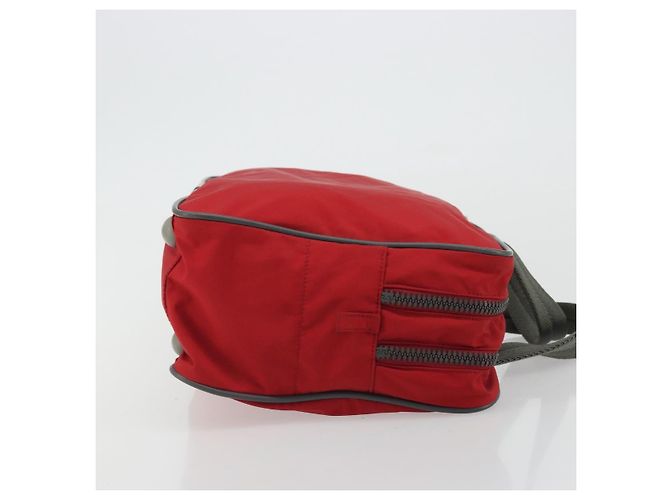PRADA Bolsa esportiva de nylon vermelha prata Auth 176606 Vermelho - vista 3