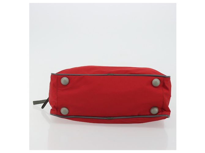 PRADA Bolsa esportiva de nylon vermelha prata Auth 176606 Vermelho - vista 5