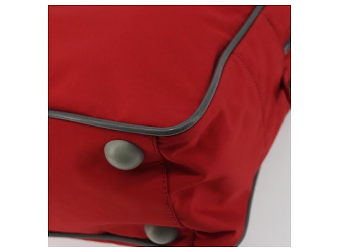 PRADA Bolsa esportiva de nylon vermelha prata Auth 176606 Vermelho - vista 9