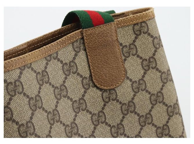 Borsa Sherry Line GG Supreme Web di GUCCI in PVC beige, rosso e verde 89 02 003 Auth 175745 - vista 10