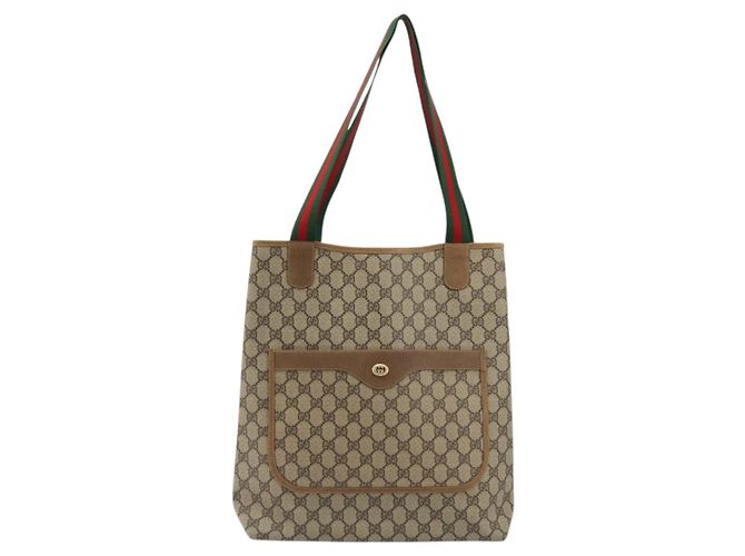 Borsa Sherry Line GG Supreme Web di GUCCI in PVC beige, rosso e verde 89 02 003 Auth 175745 - vista 13