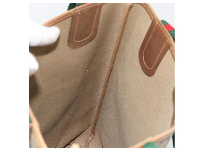 Borsa Sherry Line GG Supreme Web di GUCCI in PVC beige, rosso e verde 89 02 003 Auth 175745 - vista 20