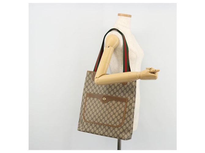 Borsa Sherry Line GG Supreme Web di GUCCI in PVC beige, rosso e verde 89 02 003 Auth 175745 - vista 22