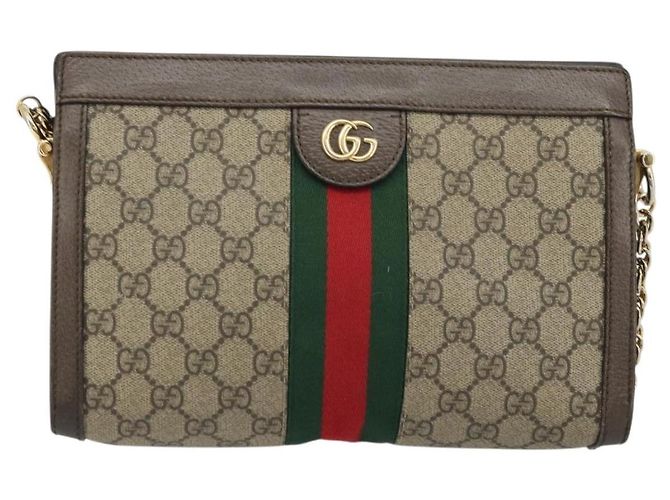 GUCCI GG Supreme Borsa a Catena Sherry Line PVC Beige Oro 503877 Auth mr1659 - vista 13