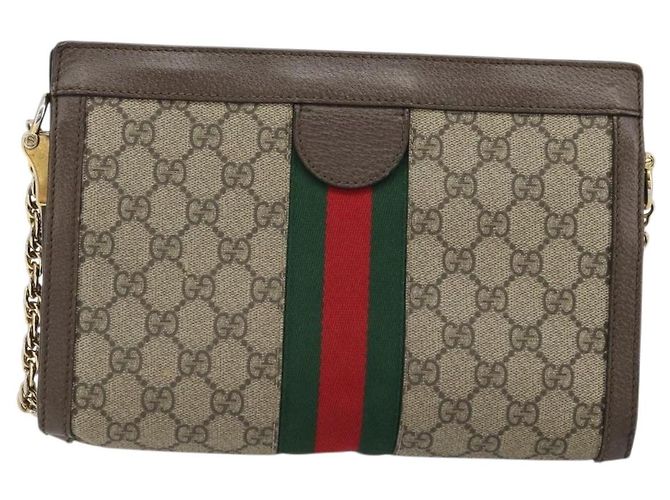GUCCI GG Supreme Borsa a Catena Sherry Line PVC Beige Oro 503877 Auth mr1659 - vista 2
