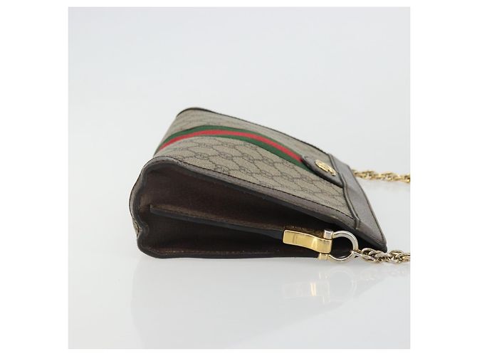 GUCCI GG Supreme Borsa a Catena Sherry Line PVC Beige Oro 503877 Auth mr1659 - vista 3
