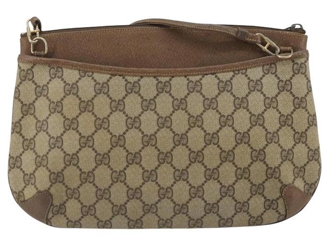 Gucci Borsa GG Supreme Web Sherry Line in PVC beige e oro 904 02 026 Auth 175546 D'oro - vista 2