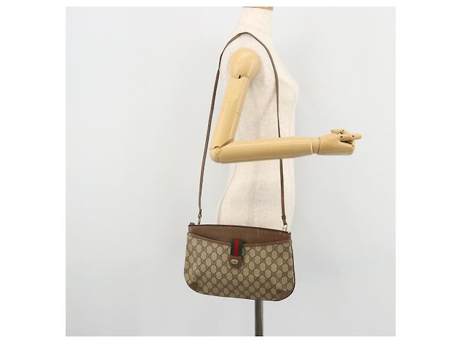 Gucci Borsa GG Supreme Web Sherry Line in PVC beige e oro 904 02 026 Auth 175546 D'oro - vista 23