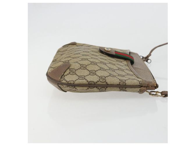 Gucci Borsa GG Supreme Web Sherry Line in PVC beige e oro 904 02 026 Auth 175546 D'oro - vista 3