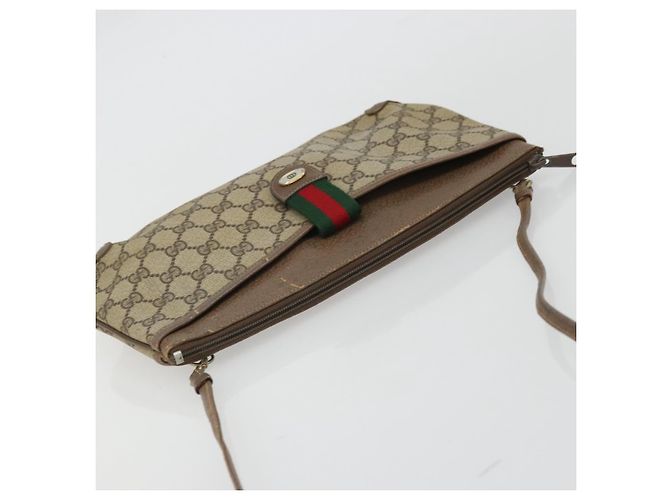 Gucci Borsa GG Supreme Web Sherry Line in PVC beige e oro 904 02 026 Auth 175546 D'oro - vista 6