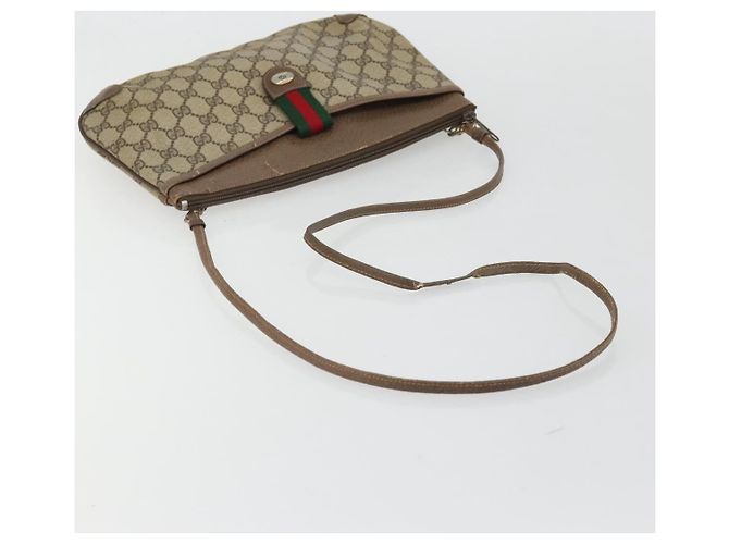 Gucci Borsa GG Supreme Web Sherry Line in PVC beige e oro 904 02 026 Auth 175546 D'oro - vista 7