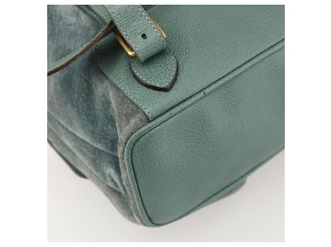 Zaino in suede Gucci Bamboo verde oro Auth 175320 D'oro - vista 10