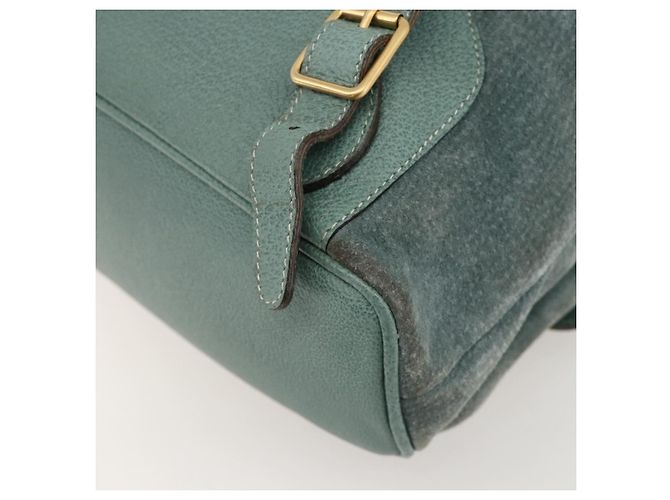 Zaino in suede Gucci Bamboo verde oro Auth 175320 D'oro - vista 17