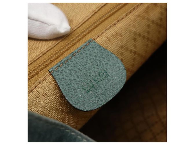 Zaino in suede Gucci Bamboo verde oro Auth 175320 D'oro - vista 20