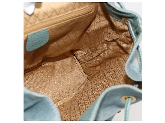 Zaino in suede Gucci Bamboo verde oro Auth 175320 D'oro - vista 21