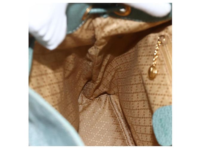 Zaino in suede Gucci Bamboo verde oro Auth 175320 D'oro - vista 22