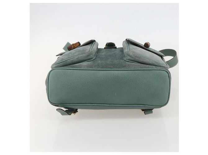 Zaino in suede Gucci Bamboo verde oro Auth 175320 D'oro - vista 5