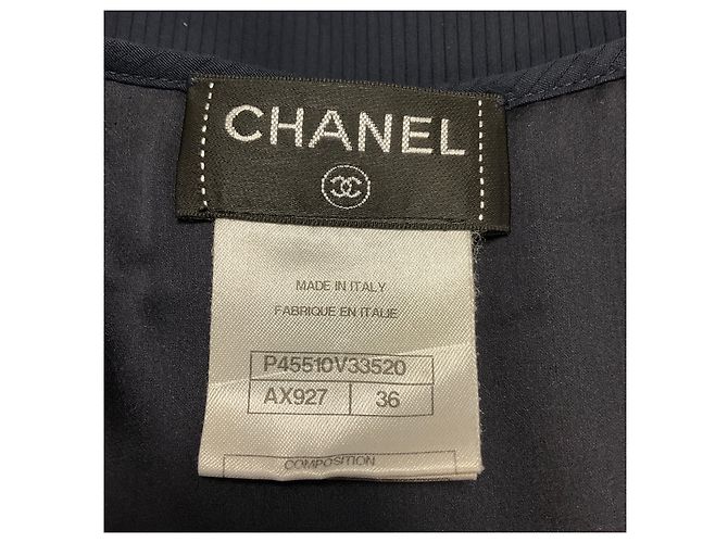 Top de algodón azul marino con cuello de volantes Chanel - vista 4