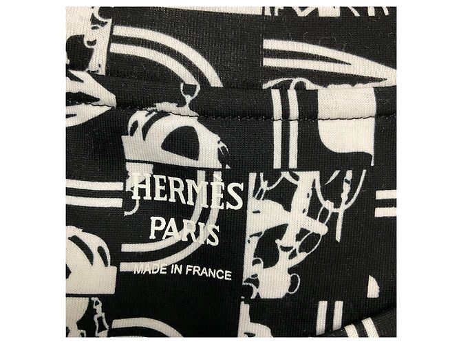Top de algodón estampado en negro / blanco de manga corta Hermès - vista 4