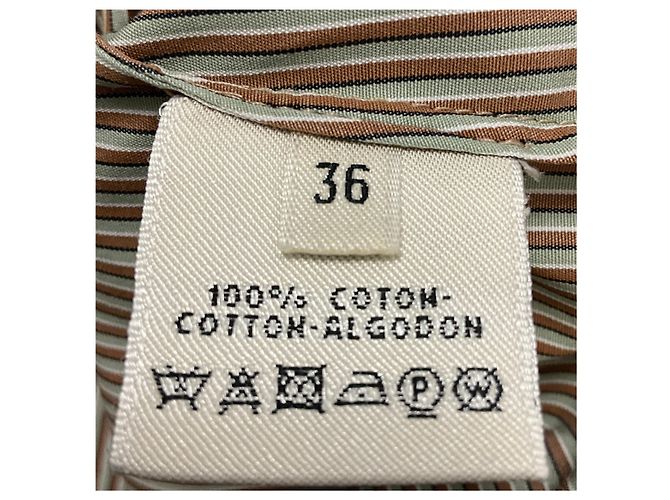 Top sem mangas de algodão plissado listrado em taupe / azul claro / preto da Hermès Multicor - vista 5