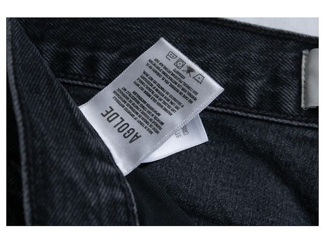 Agolde, jeans a gamba larga incrociati in nero - vista 5