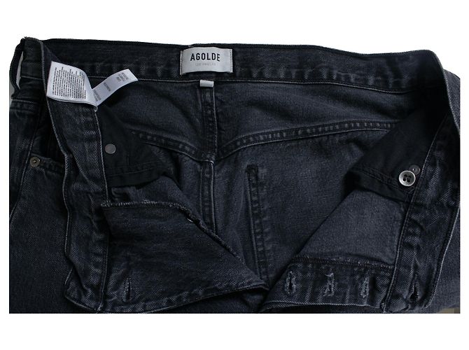 Agolde, jeans a gamba larga incrociati in nero - vista 8