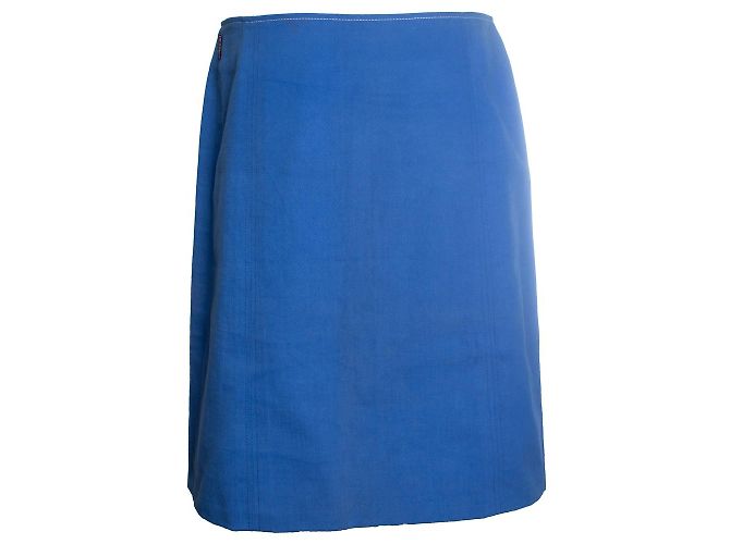 Céline Celine, falda midi de algodón azul con cremalleras doradas - vista 4