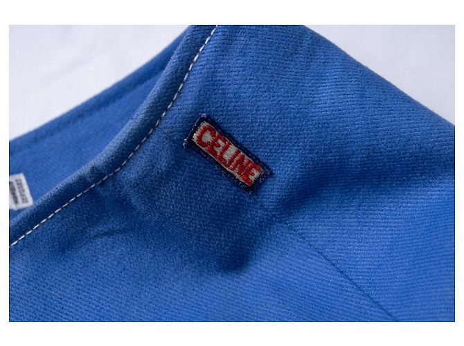 Céline Celine, falda midi de algodón azul con cremalleras doradas - vista 5