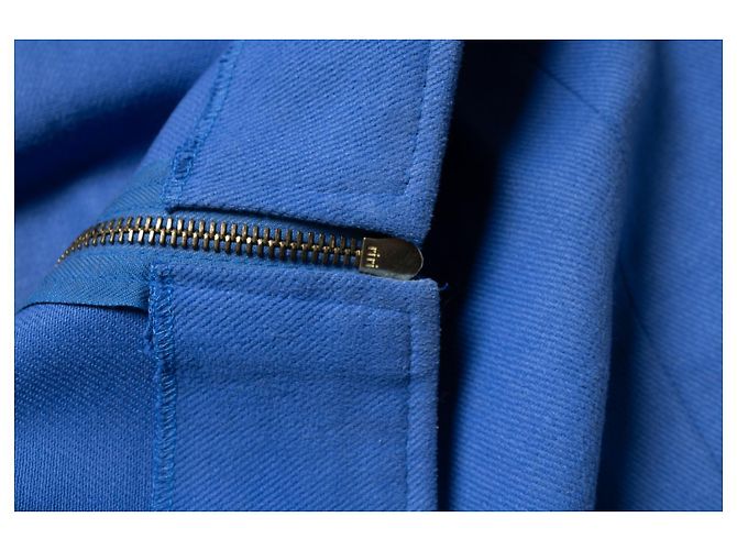 Céline Celine, falda midi de algodón azul con cremalleras doradas - vista 6