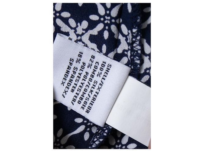 Autre Marque Diane von Furstenberg, Hemdblusenkleid mit Wickelgürtel Weiß Blau - Ansicht 6