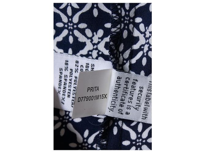 Autre Marque Diane von Furstenberg, Hemdblusenkleid mit Wickelgürtel Weiß Blau - Ansicht 7