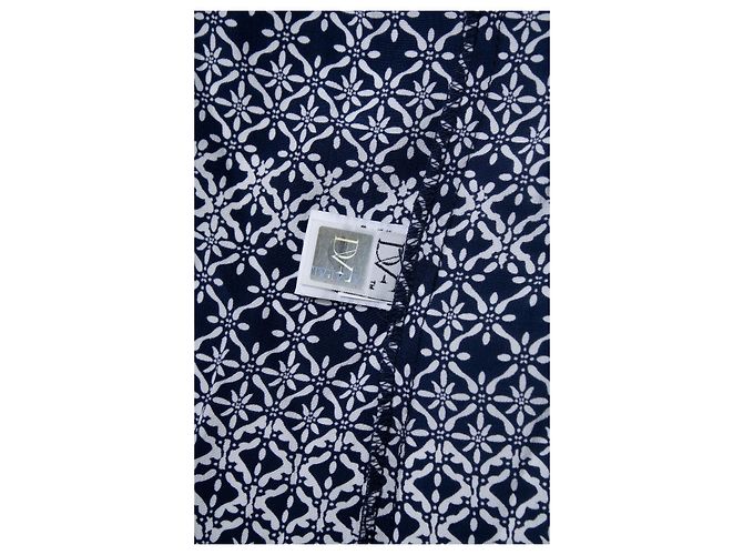 Autre Marque Diane von Furstenberg, Hemdblusenkleid mit Wickelgürtel Weiß Blau - Ansicht 8